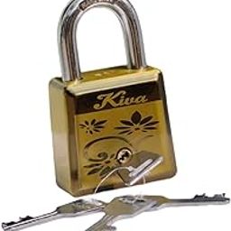 KivaDecorative Hardened Steel Padlock with 3 Keys, Gold Finish, Floral Design-picture-23