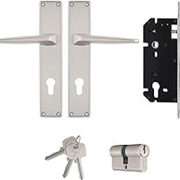 Godrej Mortise Door Lock| NEH 15 2C Handle Set with 3 Keys | Suitable for Left & Right Handed Door | Handle Set for Home & Office Door | Satin Steel Finish| Silver| 5 Years Warranty-4