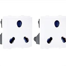 3 Pin Modular Socket | 6- and 16-Amps Combination, 240 Volts AC Power Socket for Home/Office | UL94 Material with UV stabilized Polycarbonate | White (Pack of 2)-20