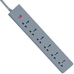 FatCherry Powerstrip 250 Volts Extension Board with 6 International Socket, 1 Switch with LED Indicator, 5 Meter with Wire 6 Ampere India Plug- Grey-image-38