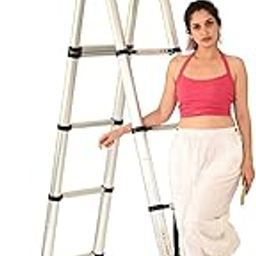 Doodad A-Type Aluminium Ladder 19 ft | 14 Steps Foldable Ladder | Portable Folding Ladder for Home & Outdoor | 2.9m + 2.9m Doulble Side Ladder | Telescopic Ladder with Auto Lock System-image-72