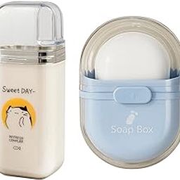 PURCHASE ZONE® Cute Travel Soap Box & Travel Toothbrush Holder Leakproof, Reusable Containers for Bathroom, Gym, Camping & Kids | Compact Design with Cartoon Prints – Pack of 2 (Blue & White)-image-101