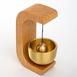 Wooden Door Chime with Brass Bell, Magnetic Doorbell, Self-Adhesive, Beech Wood-21