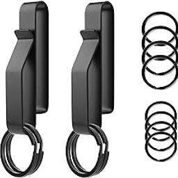 ZoloAJay 2 Pack Belt Key Clip Key Holder with 12 Pcs Key Rings Stainless Steel Tactical Stealth Belt Loop Holder-image-22