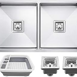EVANEX Double Bowl Kitchen Sink 37"x18"x10" Handmade Matt Finish Kitchen Sink for Basin | 304 Grade Stainless Steel Double Bowl Sink for Wash Basin-image-24