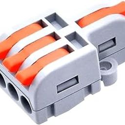 POWER CONNECT 1 in 3 Out Quick Wire Connector, Speed wire Quick Connector, Releasable Wire Connector, Secure & Removable Electrical Connector, Effertless Electrical Connectors (Set of 5) Orange & Grey-17