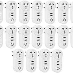 Anvith Technology Solutions 16A WiFi + Bluetooth Smart Plug | Energy Monitoring | Compatible with Alexa & Google Assistant | Voice Control | Ideal for ACs, Geysers, Water Pumps | Pack of 10-10
