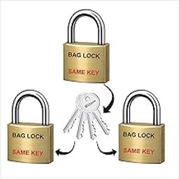 Wilson Locks- Set of 3 Small Bag Padlock with Steel Shackle, Master Key System, Common Key for Multiple Locks (3 Lock 6 Keys)-image-35