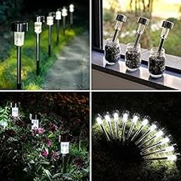 TECH LOGO ELECTRONICS 10 Pack Solar Pathway Lights - Unique Waterproof Garden Lights for Outdoor Patio, Yard, Lawn, Walkway - Auto On/Off-Warm White Colours-image-74