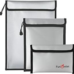 Fireproof Waterproof Money Document Bag - 3 Pack Safe Upgraded Zipper Bags, Fire & Water Resistant Storage Organizer Pouch for A4 A5 Documents Holder,File,Cash,Jewelry,Passport,Tablet,Laptop (Gray)-22