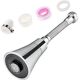 ARQIVO Water Swivel Faucet, 360 Degree Kitchen Tap Aerator, Water Saving Faucet Sprayer Head, Kitchen Faucet Extender, Rotatable Water Bubbler, 2 Water Modes for Bathroom, Kitchen (Long)-image-19