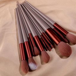 rich beauty 13-Piece Makeup Brush Set – Synthetic Bristles, Soft and Durable with Travel Pouch, Ideal for Blending, and Highlighting, Brown color image 3