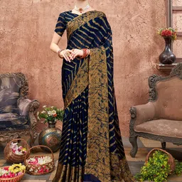 Anouk Blue Leheriya Printed Saree-picture-0