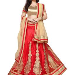 MANVAA Embroidered Semi-Stitched Lehenga & Unstitched Blouse With Dupatta-picture-0