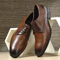 House of Pataudi Men Textured Formal Derbys-image-59