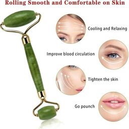 Jade Roller & Gua Sha Stone -Set Of 3 With Ice Roller For Face, Guasha Facial Tool & Gua Sha Stone For Face, Facial Ice Roller & Ice Massager Jade Roller For Face Massager Multicolour COMBO OFFER image 2