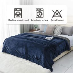 BSB HOME Polyester Micromink Summer Ac/Mild Winter/Heavy Winter Sherpa Blanket Super Soft Flannel Solid/Plain, Blue & Grey, Size 220 X 228 Cms (Approx 7.4 X 7 Ft) (Double), 200 TC image 5