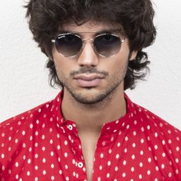 Ted Smith Blue Lens & Silver-Toned Aviator Sunglasses with UV Protected Lens ELVIS_C5-58