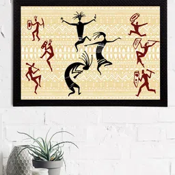 eCraftIndia Beige & Maroon Tribal Theme Satin Matt Texture UV Art Painting-image-62