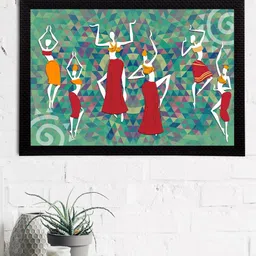 eCraftIndia Green & Yellow Tribal Theme Satin Matt Texture UV Art Painting-image-82