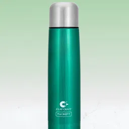 CLAY CRAFT Green & Silver Toned Stainless Steel Double Wall Vacuum Water Bottle 1L-16