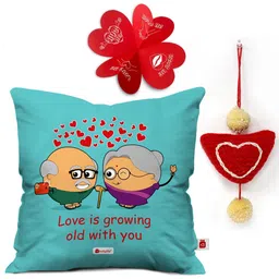 Indigifts Blue Set Of 4 Love is Growing Old with You Quote Valentines Gift Set-6