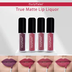 CurlyTales Set of 4 True Matte Vegan Long Lasting Liquid Lipstick with Vit E - 4 ml each-47