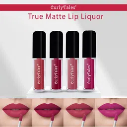 CurlyTales Set of 4 True Matte Vegan Long Lasting Liquid Lipstick with Vit E - 4 ml each-13