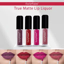 CurlyTales Set of 4 True Matte Vegan Long Lasting Liquid Lipstick with Vit E - 4 ml each-19