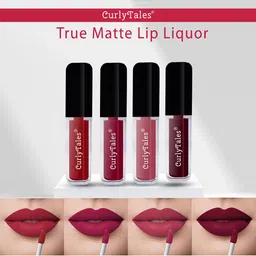 CurlyTales Set of 4 True Matte Vegan Long Lasting Liquid Lipstick with Vit E - 4 ml each-47