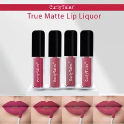 CurlyTales Set of 4 True Matte Vegan Long Lasting Liquid Lipstick with Vit E - 4 ml each-3