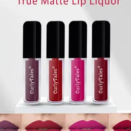 CurlyTales Set of 4 True Matte Vegan Long Lasting Liquid Lipstick with Vit E - 4 ml each-54