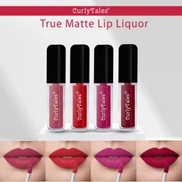CurlyTales Set of 4 True Matte Vegan Long Lasting Liquid Lipstick with Vit E - 4 ml each-57