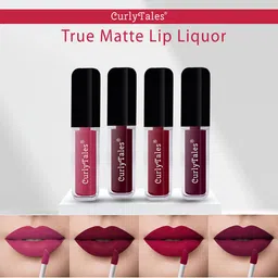 CurlyTales Set of 4 True Matte Vegan Long Lasting Liquid Lipstick with Vit E - 4 ml each-3