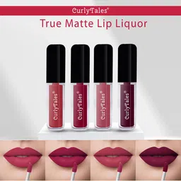 CurlyTales Set of 4 True Matte Vegan Long Lasting Liquid Lipstick with Vit E - 4 ml each-13