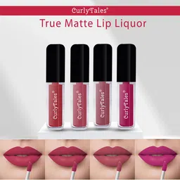 CurlyTales Set of 4 True Matte Vegan Long Lasting Liquid Lipstick with Vit E - 4 ml each-44