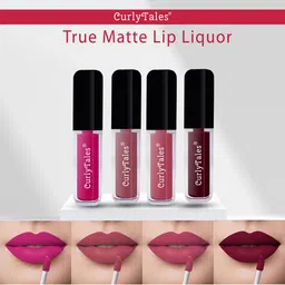 CurlyTales Set of 4 True Matte Vegan Long Lasting Liquid Lipstick with Vit E - 4 ml each-4