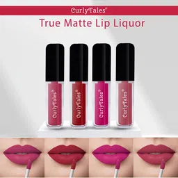 CurlyTales Set of 4 True Matte Vegan Long Lasting Liquid Lipstick with Vit E - 4 ml each-16