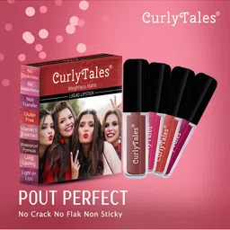 CurlyTales Set of 4 True Matte Vegan Long Lasting Liquid Lipstick with Vit E - 4 ml each image 4
