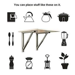 LAMPOC Folding Table Bracket Hinge Wall Mounted, Heavy-Duty Steel Collapsible Shelf, Multipurpose Bracket with Fittings for fold Down Table (Grey, 12 inch) image 3