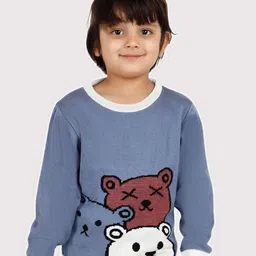 JoE Hazel Boys Graphic Self Design Acrylic Pullover Sweater-picture-2