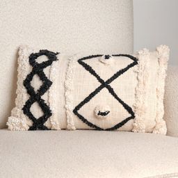 Art Avenue Beige & Black Self Design Cotton Rectangle Cushion Cover-13