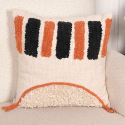 Art Avenue Pusad Cream-Coloured & Black Embroidered Cotton Square Cushion Cover-image-82