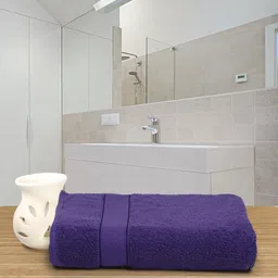 Creeva Violet Solid 525 GSM Cotton Bath Towel-2