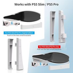 GENERIC PS5 Slim/PS5 Pro Horizontal Stand for Disc & Digital Editions Console, Stable & Secure, Space-Saving Design for PlayStation 5 Slim/Pro Console (White) image 2