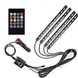 generic Alex Traders Atmosphere Lights,12x4 Car LED Strip Light, 48 LED DC 12V Multicolour Interior Light LED Under Dash Lighting Kit with Sound Active Function and Wireless Remote Control Car Fancy Light image 2