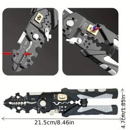 bonzella Wire Stripper and Cutter Pliers Tools For Electrician 25-in-1 Multifunctional Wire Stripping Cutting, and Crimping with Splitting and Winding & More Precision Stainless Steel Hand Tool Pliers Wrench image 4