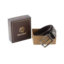 ZEVORA Men Brown Textured Belt-image-9