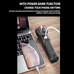 NAVA PAVA Torch Light,LED 3W Torch Light Rechargeable Torch Flashlight,Long Distance Beam Range Car Rescue Torch with Hammer Window Glass and Seat Belt Cutter Built Portable Rechargeable image 2