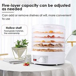 AubeAlba Food Dehydrator, Preserver, Jerky Maker, Plastic Electric Transparent 5 Tier Countertop Dry Food and Fruits Saver Machine with Adjustable Temperature Control For Home (Cylin, 5-Tray) image 3